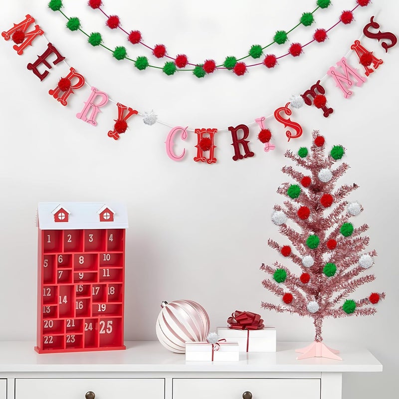 Allruyee 1500 Pieces Christmas Pom Pom Christmas Tinsel pom pom Glitter Pom Pom Balls for Craft Making and Hobby Supplies (4 Sizes, White, Red, Green) - Image 5
